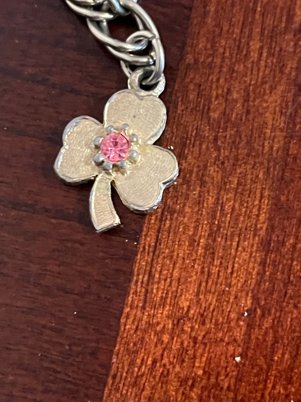 Silver Lucky Charm Bracelet with Multicolor Glass and Clover Charm - Picture 6 of 7